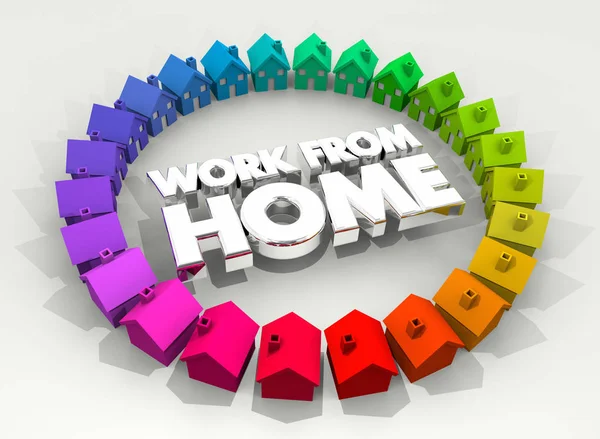 Work Home Houses Ring Tele Commute Illustration — Stock Photo, Image