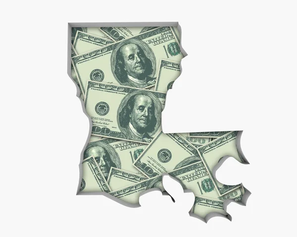 Louisiana Mapa Dinero Efectivo Economía Dólares Ilustración — Foto de Stock