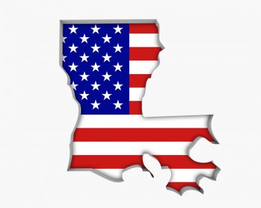 Louisiana La ABD bayrağı yıldız çizgili harita 3d çizim
