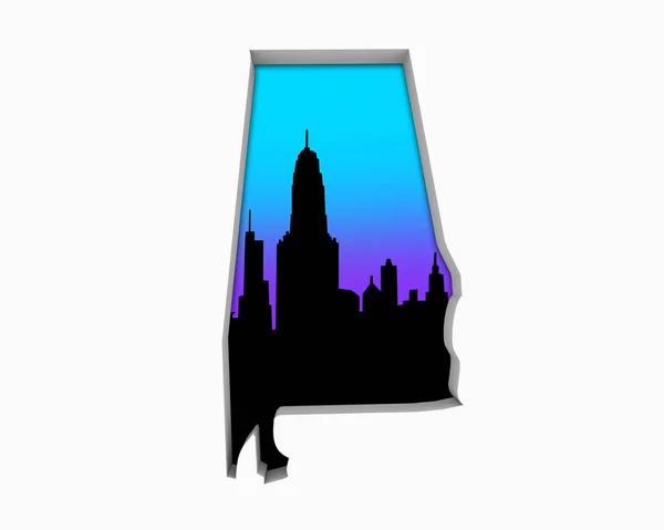 Alabama Skyline City Metropolitan Area Nightlife Illustration — Stock Photo, Image