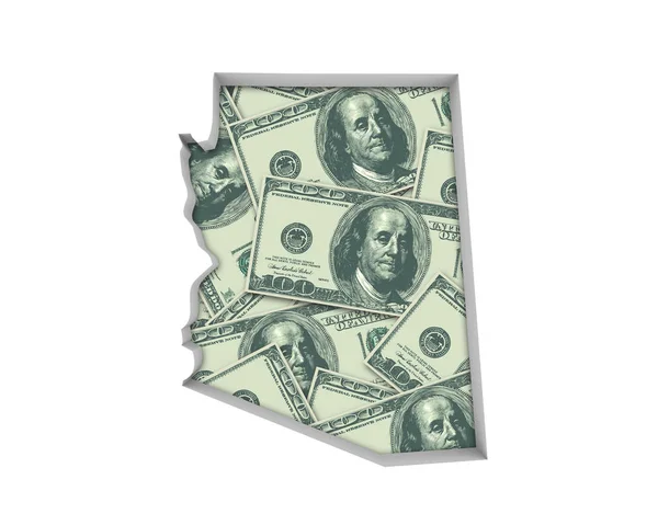 Arizona Peníze Mapa Peněžní Hospodářství Dolarů Ilustrace — Stock fotografie
