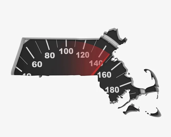 Massachusetts Velocímetro Mapa Velocidad Rápida Competencia Carrera Ilustración —  Fotos de Stock