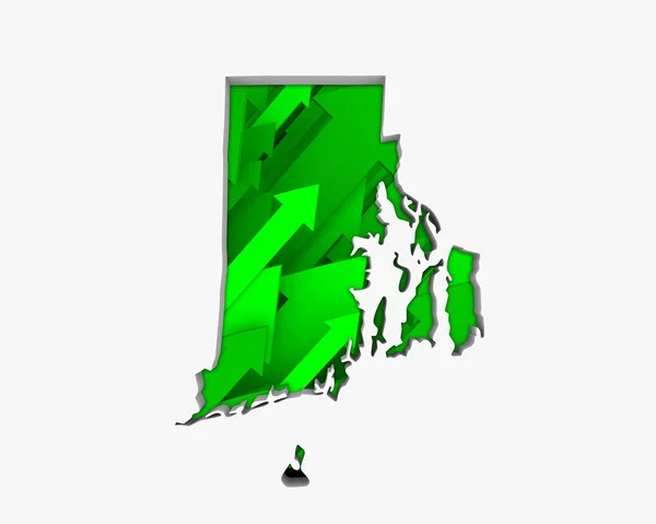 ロードアイランド島 矢印マップ上昇の成長増加 イラストレーション — ストック写真