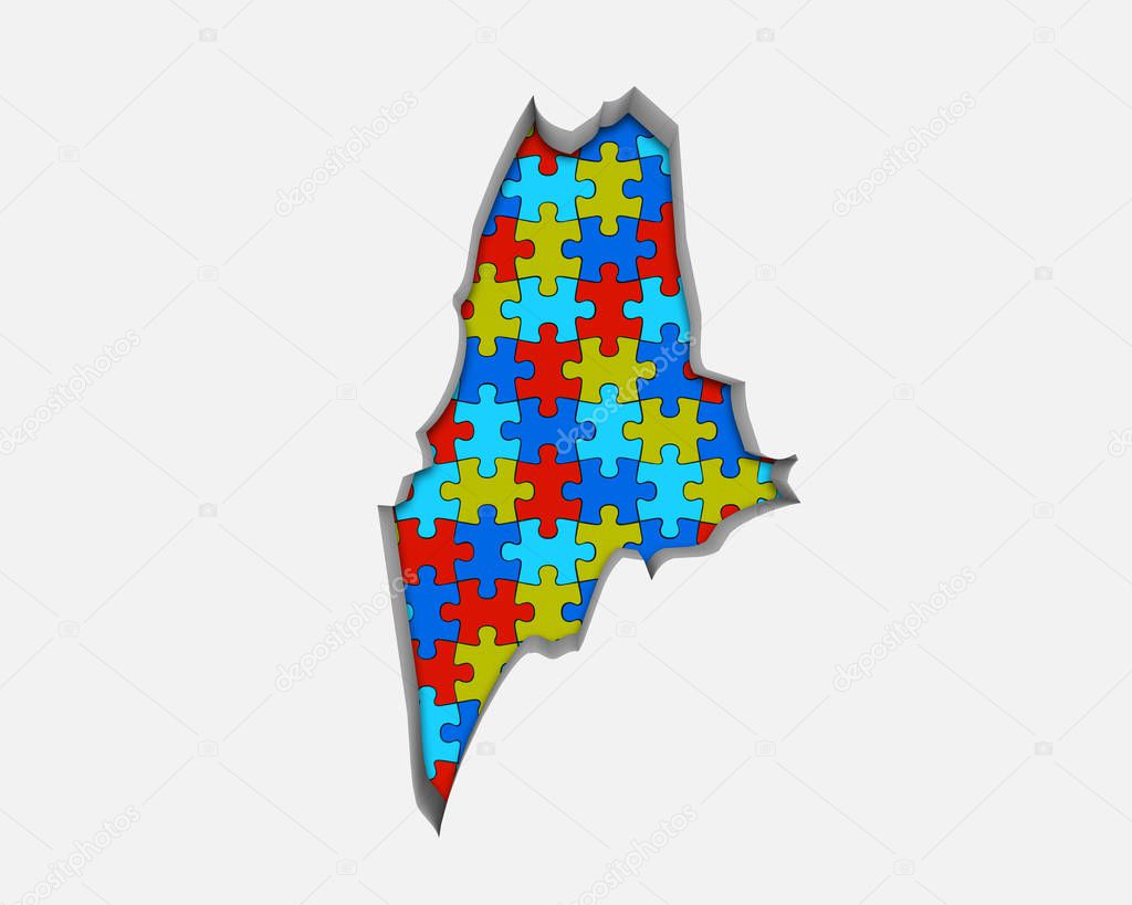 Maine ME Puzzle Pieces Map Working Together 3d Illustration