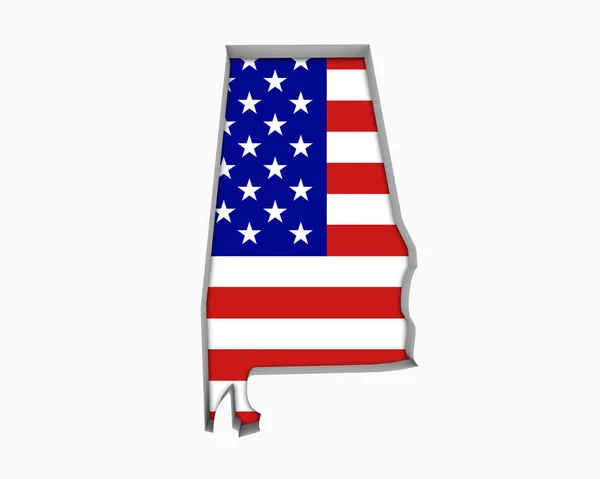 Прапор Алабами Аль Сша Зірки Смугами Карта Ілюстрація — стокове фото