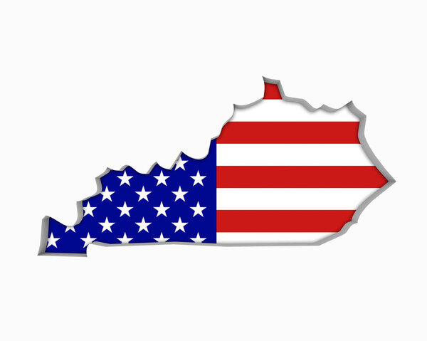 Kentucky KY USA Flag Stars Stripes Map 3d Illustration