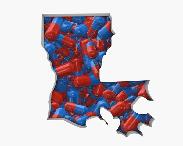 路易斯安那州 丸药物医疗保险地图3D — 图库照片