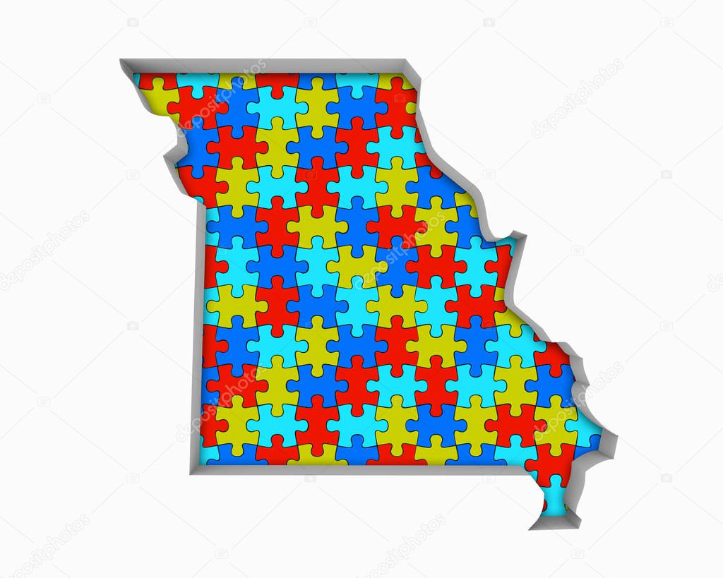 Missouri MO Puzzle Pieces Map Working Together 3d Illustration