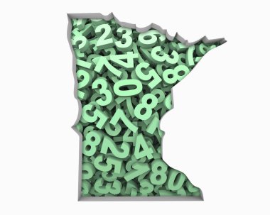 Minnesota MN Map Numbers Math Figures Economy 3d Illustration clipart