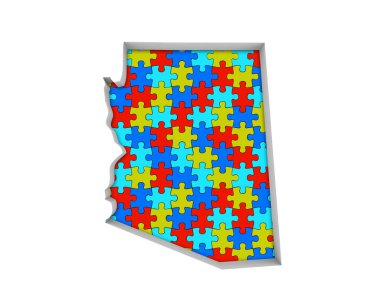 Arizona Az bulmaca adet harita birlikte 3d çizim çalışma