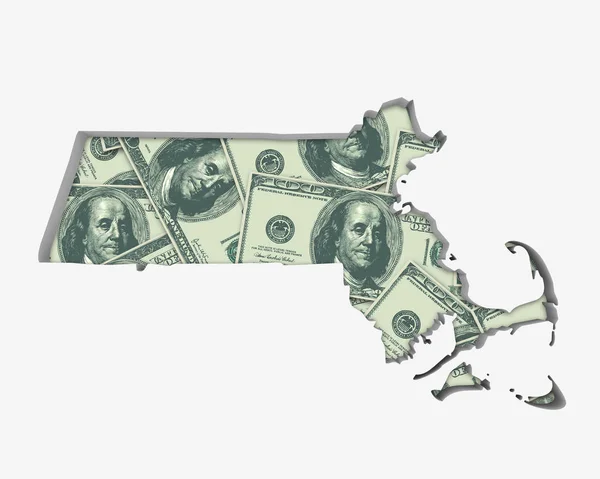 Massachusetts Money Map Cash Economy Dollars Illustration — Photo