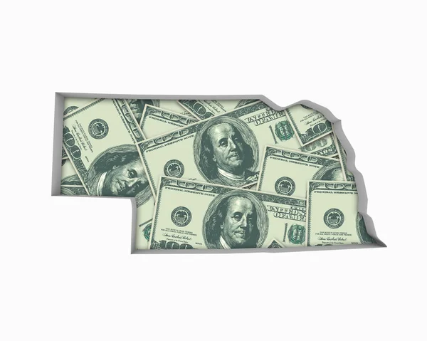 Nebraska Carta Dei Soldi Contanti Dollari Economici Illustrazione — Foto Stock