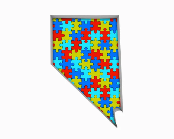 Nevada Puzzle Pieces Map Working Together Illustration — Stock Photo, Image