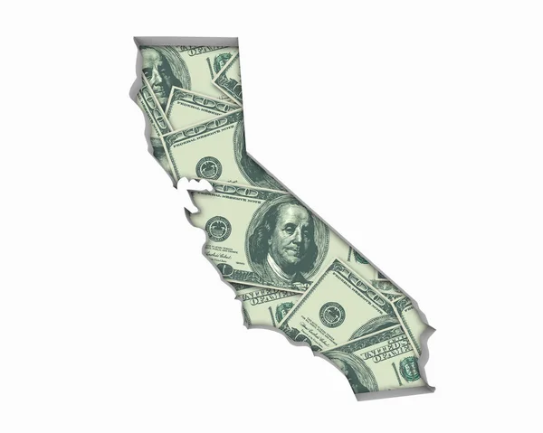 カリフォルニア州カリフォルニア州お金マップ現金経済ドル イラストレーション — ストック写真