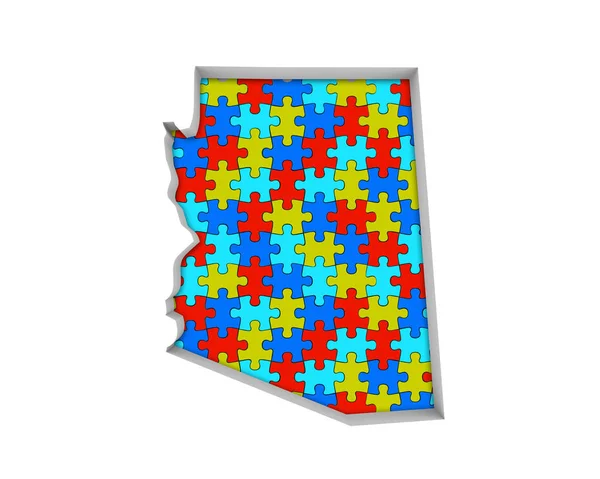 Arizona Puzzle Pieces Mappa Lavorare Insieme Illustrazione — Foto Stock