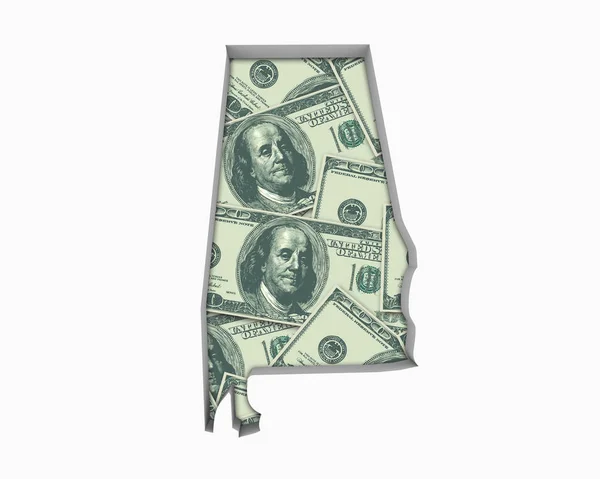Alabama Money Map Cash Economy Dollars Illustration — Photo