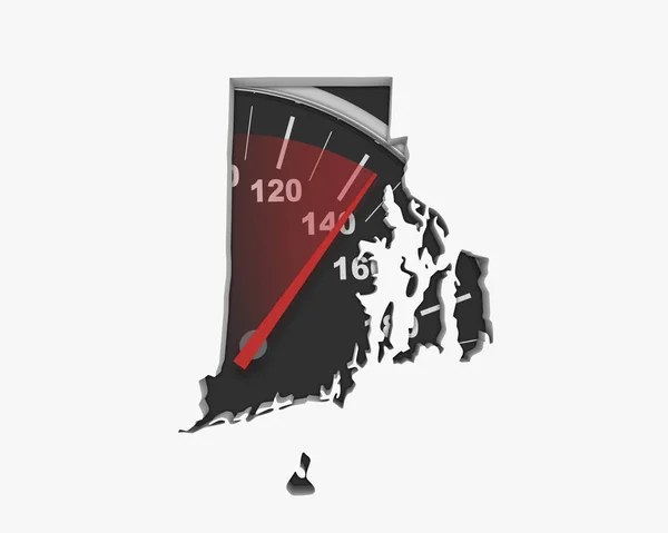 Rhode Island Tachimetro Mappa Velocità Velocità Gara Illustrazione — Foto Stock