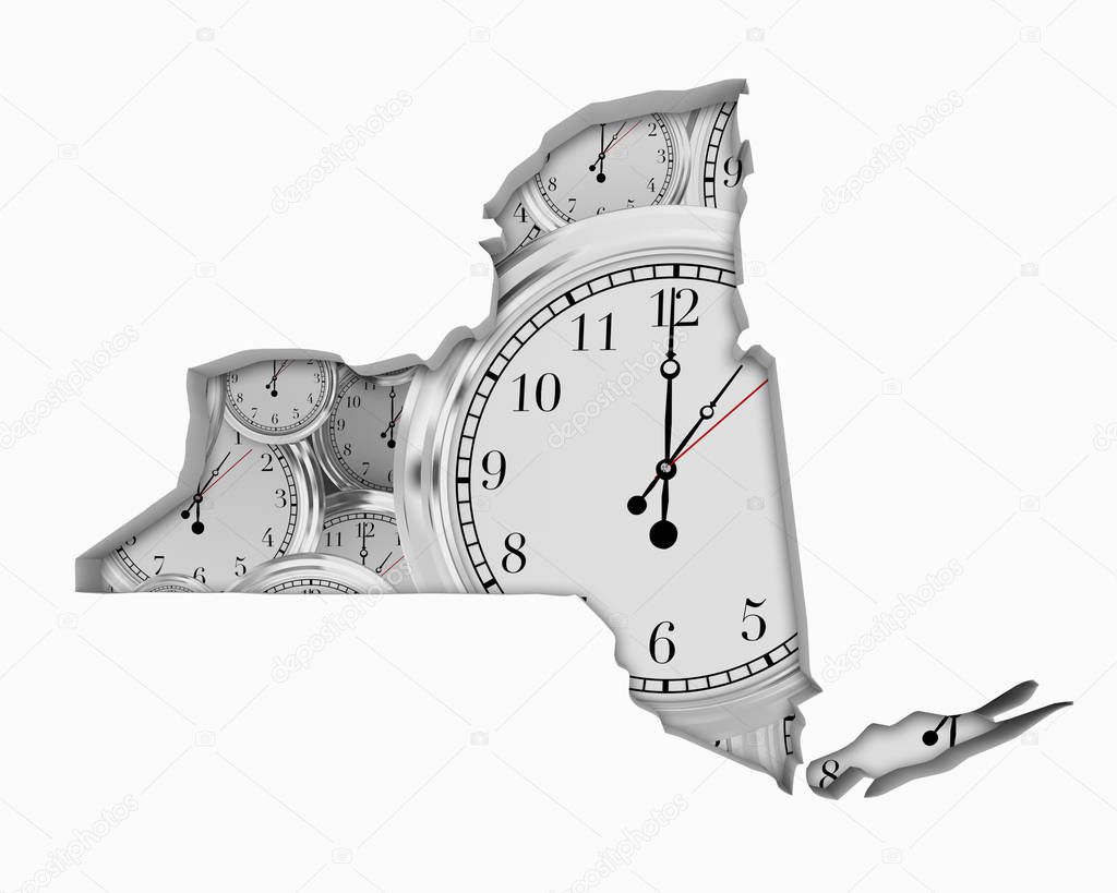 New York NY Clock Time Passing Forward Future 3d Illustration