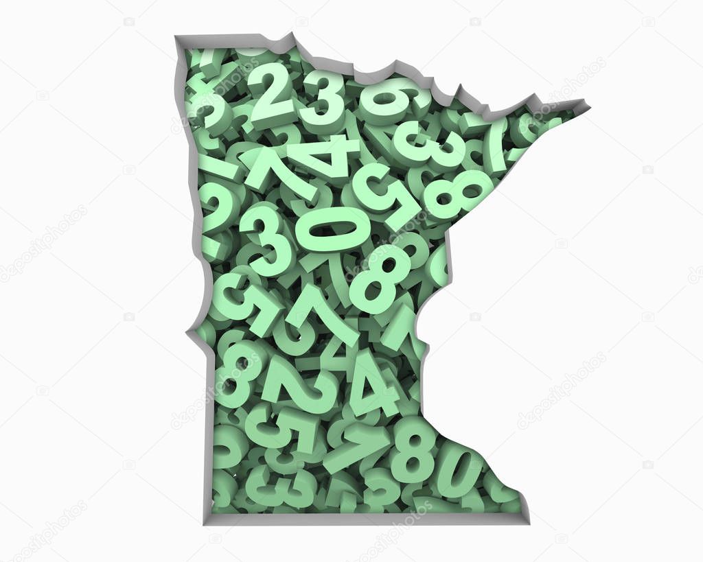 Minnesota MN Map Numbers Math Figures Economy 3d Illustration