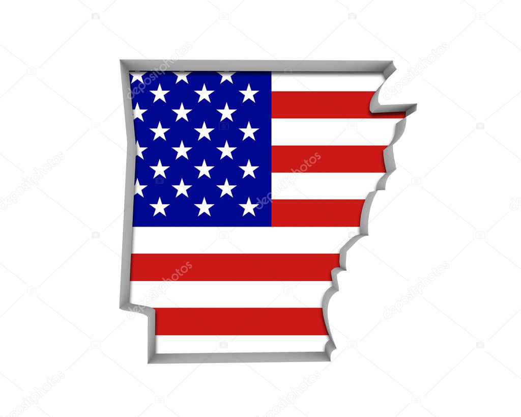 Arkansas AR USA Flag Stars Stripes Map 3d Illustration