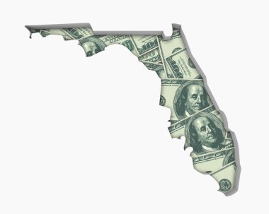 Florida Fl para harita nakit ekonomisi dolar 3d çizim