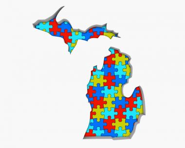 Birlikte 3d çizim çalışma Michigan Mi Puzzle parçaları göster