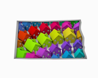Kuzey Dakota Nd evleri evleri harita yeni gayrimenkul geliştirme 3d çizim