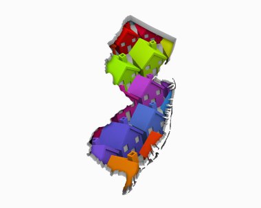New Jersey NJ Homes Homes Map New Real Estate Development 3d Illustration clipart