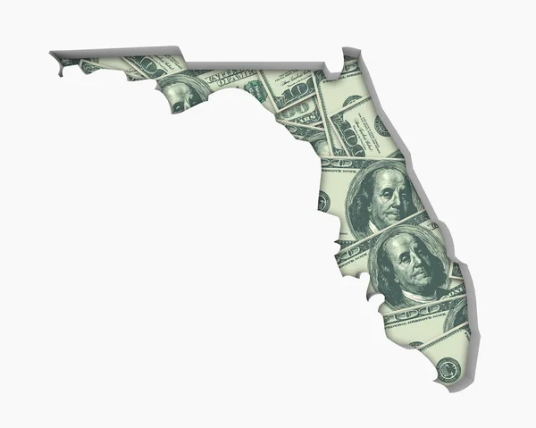 Florida Peníze Mapa Peněžní Hospodářství Dolarů Ilustrace — Stock fotografie