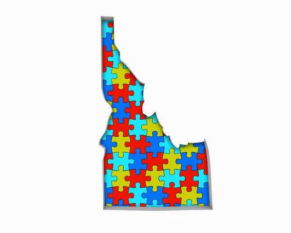 Idaho Puzzle Darab Megjelenítése Dolgozik Együtt Illusztráció — Stock Fotó