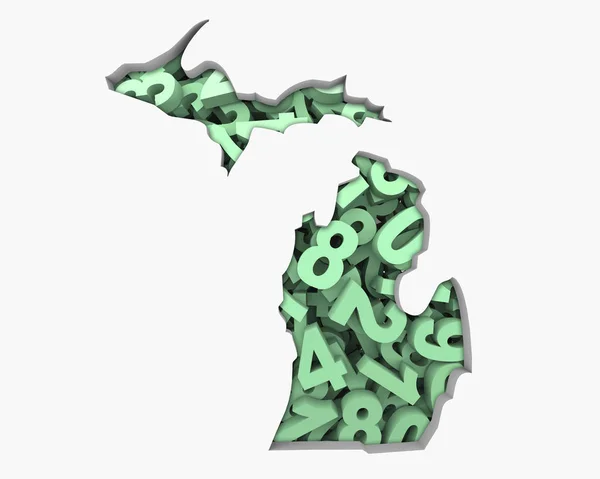Michigan Harita Sayılar Matematik Rakamlar Ekonomi Çizim — Stok fotoğraf