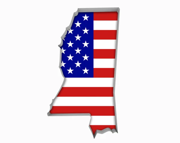 Mississippi Usa Vlag Sterren Strepen Kaart Illustratie — Stockfoto