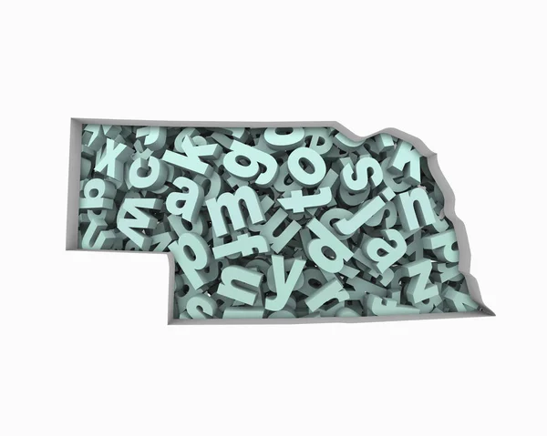 Nebraska Letters Map Education Reading Writing Schools Illustration — Stock Photo, Image