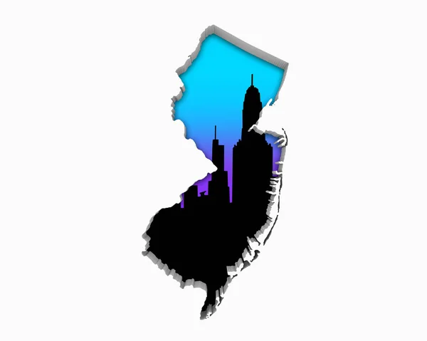 Nova Jersey Skyline Cidade Área Metropolitana Vida Noturna Ilustração — Fotografia de Stock