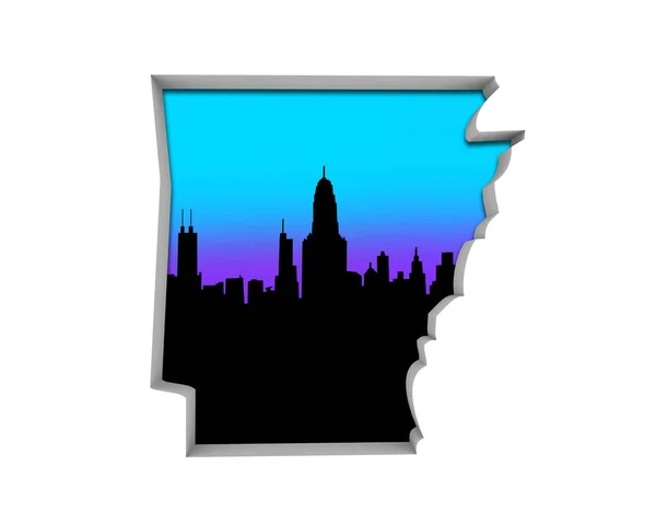 Arkansas Skyline Stadt Metropolregion Nachtleben Illustration — Stockfoto