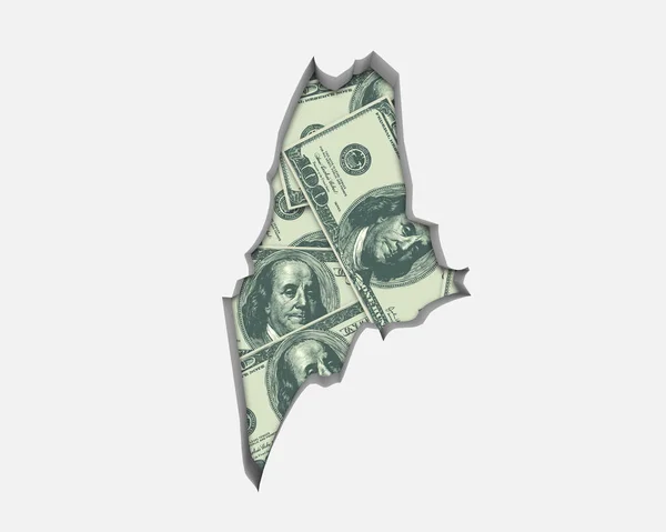 Maine Peníze Mapa Peněžní Hospodářství Dolarů Ilustrace — Stock fotografie