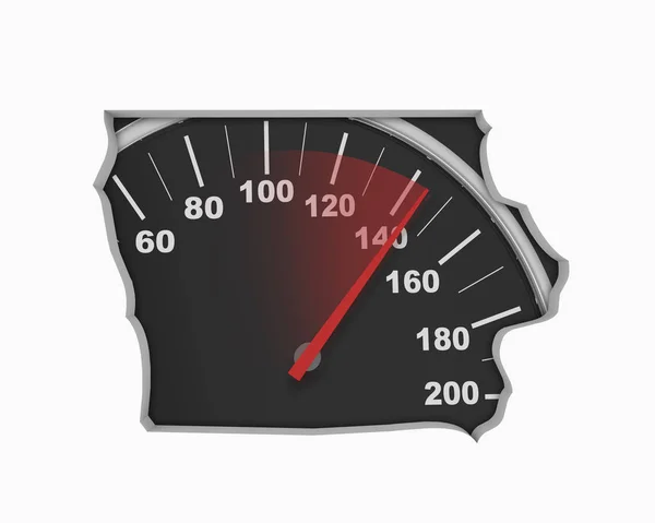 Iowa Speedometer Map Schnelles Geschwindigkeitsrennen Illustration — Stockfoto