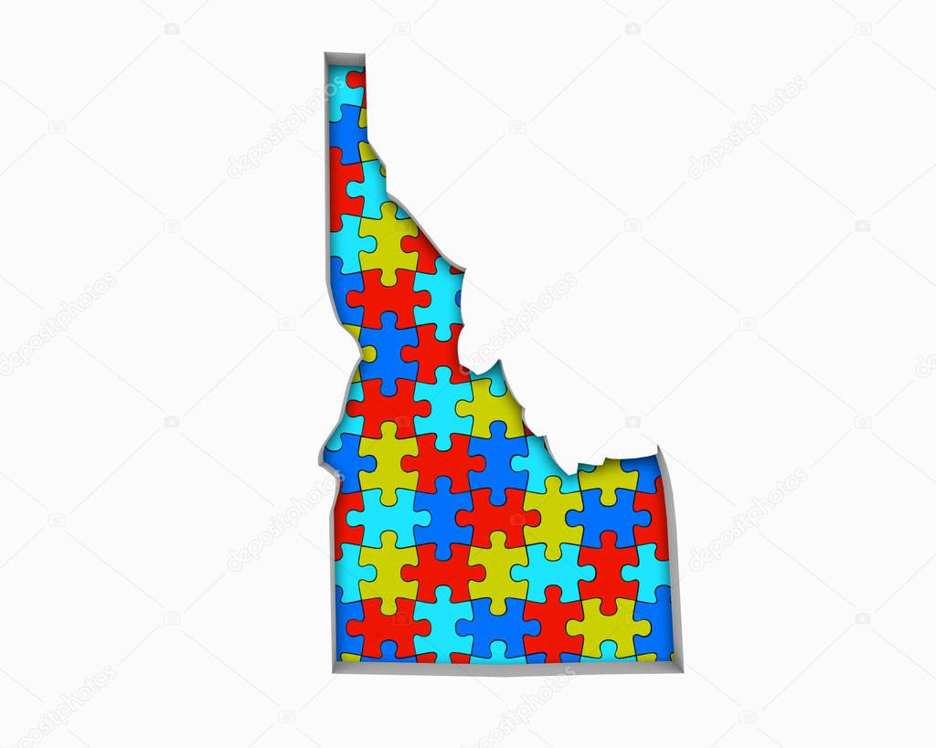 Idaho ID Puzzle Pieces Map Working Together 3d Illustration