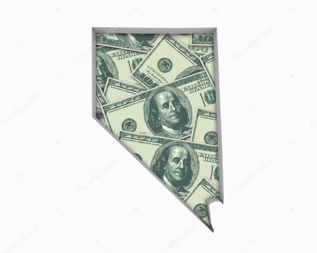 Nevada NV Money Map Cash Economy Dollars 3d Illustration
