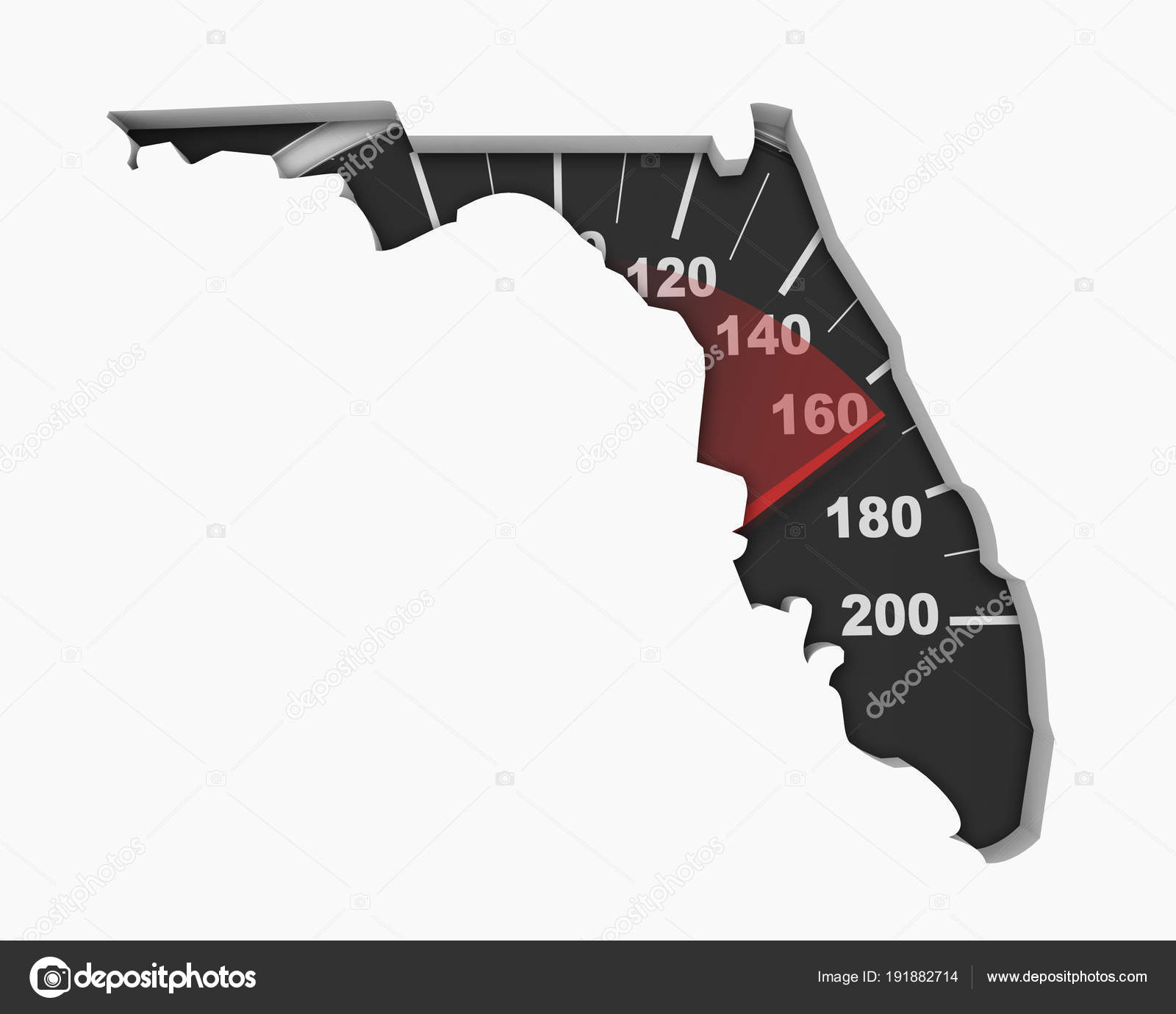 Florida Speedometer Map Fast Speed Competition Race Illustration Stock