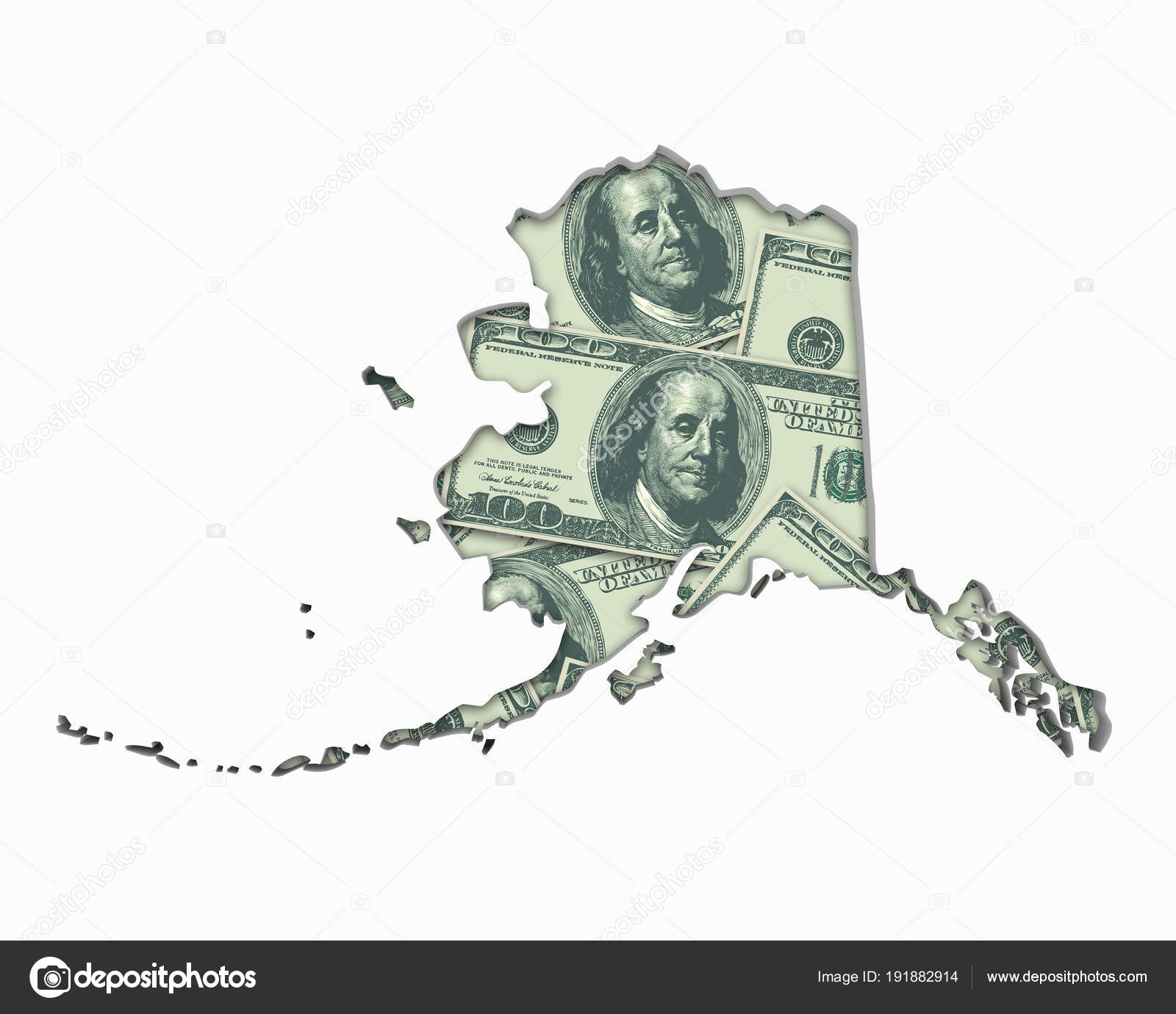 Alaska Money Map Cash Economy Dollars Illustration Stock Photo by