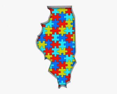 Illinois Il bulmaca adet harita birlikte 3d çizim çalışma