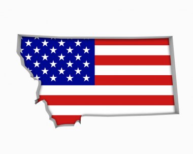 Montana MT USA Flag Stars Stripes Map 3d Illustration clipart