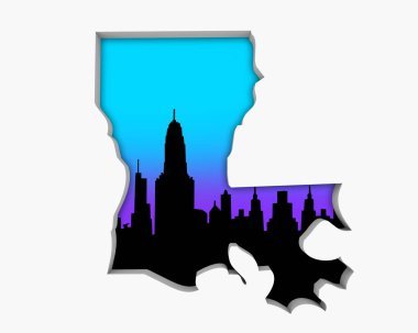Louisiana La manzarası şehir metropol gece hayatı 3d çizim