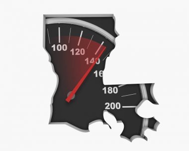 Louisiana La hız göstergesi harita hızlı hızlı rekabet yarışı 3d Illustration.jpg