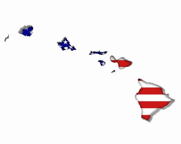 Hawaii Eua Bandeira Estrelas Listras Mapa Ilustração — Fotografia de Stock
