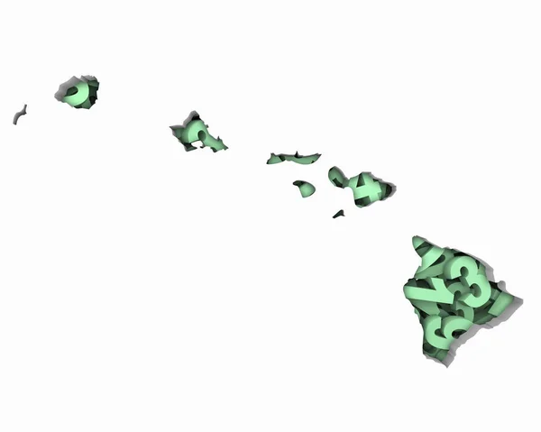 Hawaii Mapa Números Matemática Figuras Economia Ilustração — Fotografia de Stock
