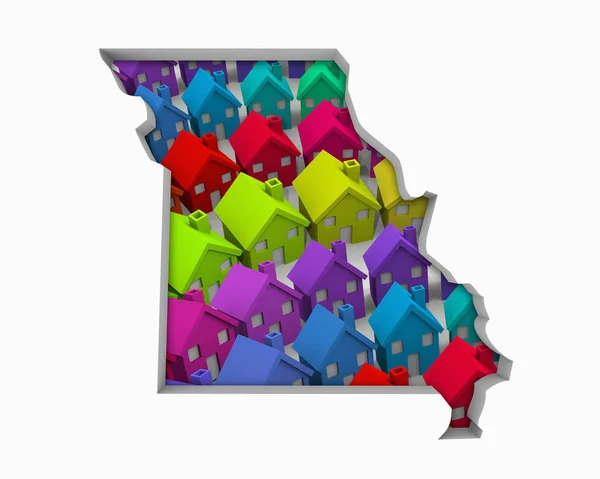 Missouri Domy Domów Nowych Nieruchomości Budowa Mapy Ilustracja — Zdjęcie stockowe