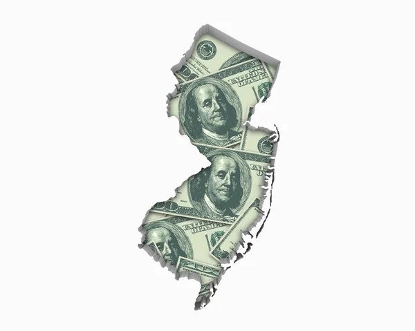 New Jersey Money Map Cash Economy Dollars Illustration — Photo