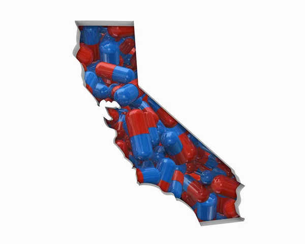 California Pastillas Drogas Mapa Seguros Salud Ilustración — Foto de Stock